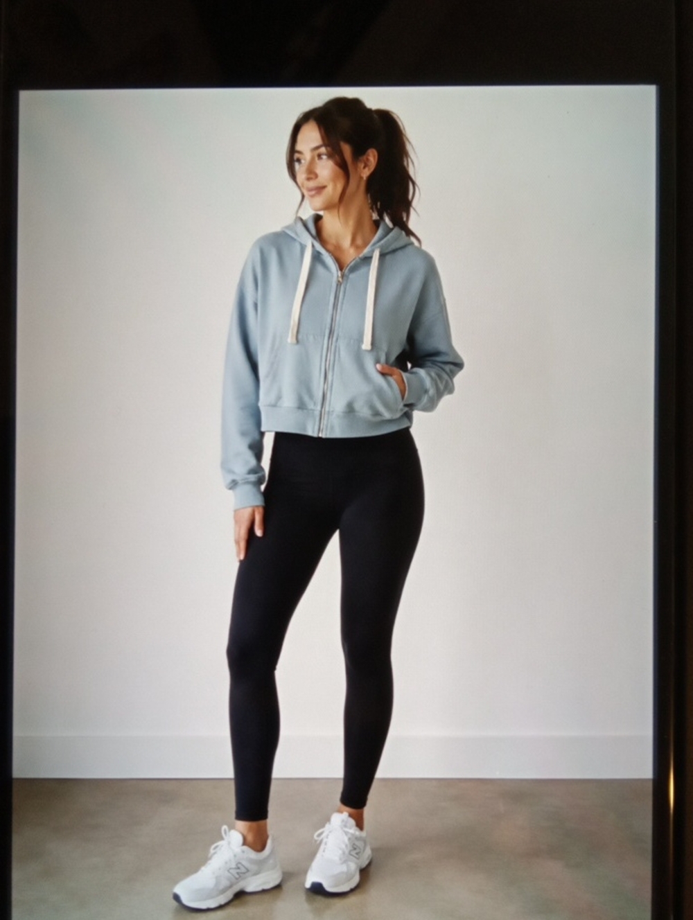 Everlane Full Zip Cropped Hoodie Organic Cotton Gym Performance Sz Xs
